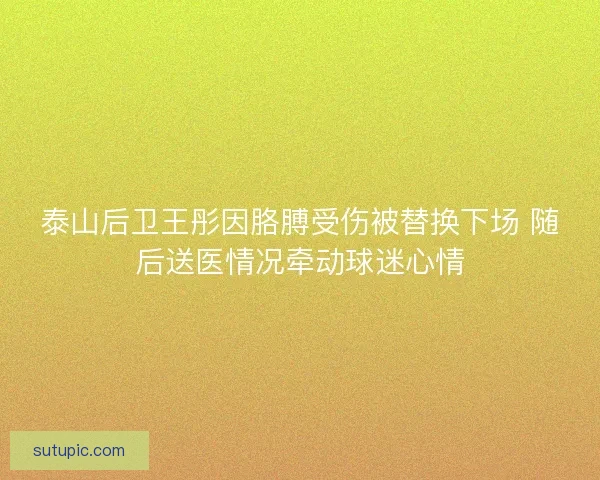 泰山后卫王彤因胳膊受伤被替换下场 随后送医情况牵动球迷心情