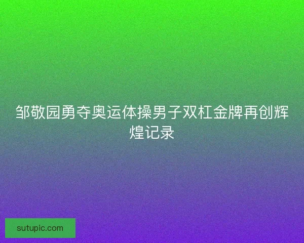 邹敬园勇夺奥运体操男子双杠金牌再创辉煌记录